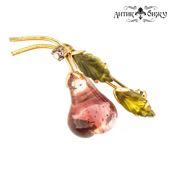 Австрийская антикварная брошь «Розовая груша» от Austria