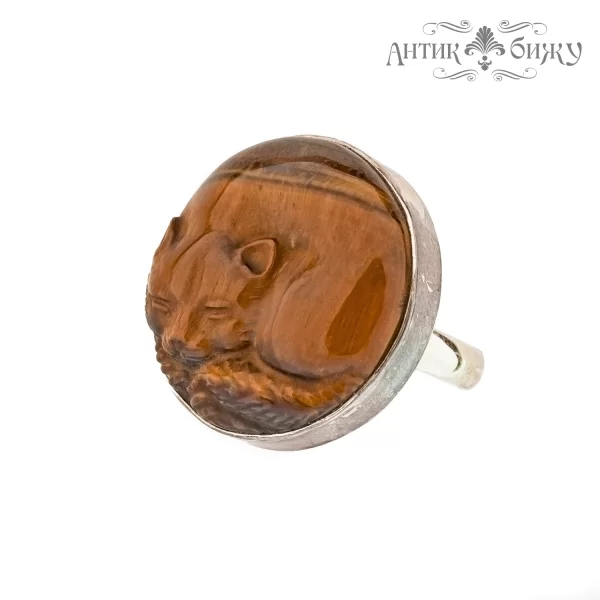 Винтажное серебряное кольцо «Котенок» от Sajen