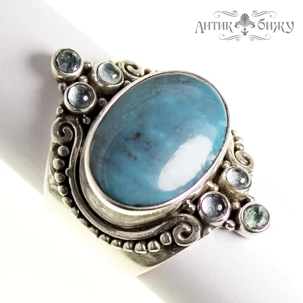 Винтажное серебряное кольцо «Хризоколла» от Sajen