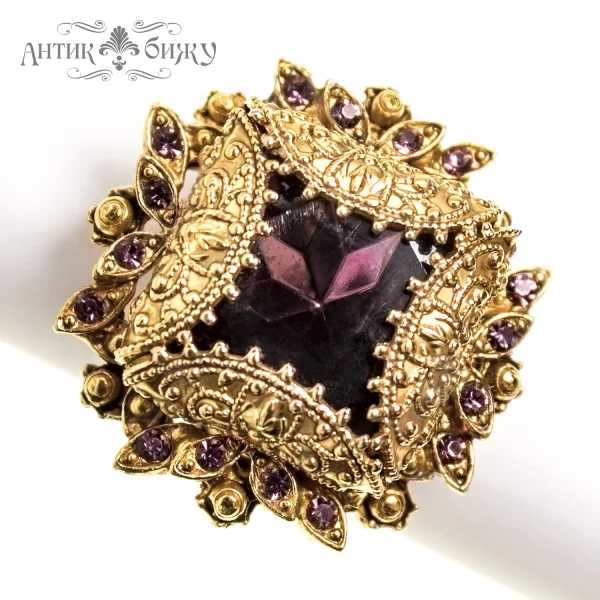 Винтажное коктейльное кольцо «Пурпур» от Florenza Купить винтаж