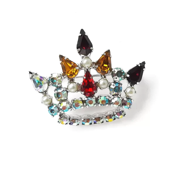 Винтажная брошь «Корона» с кристаллами от B. David