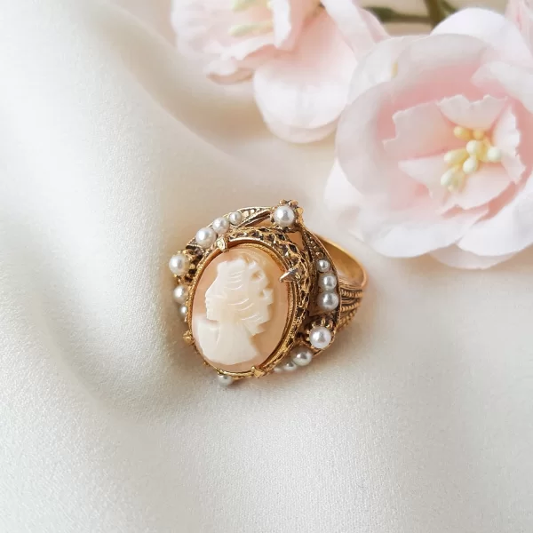 Коктейльное кольцо, камея от Florenza