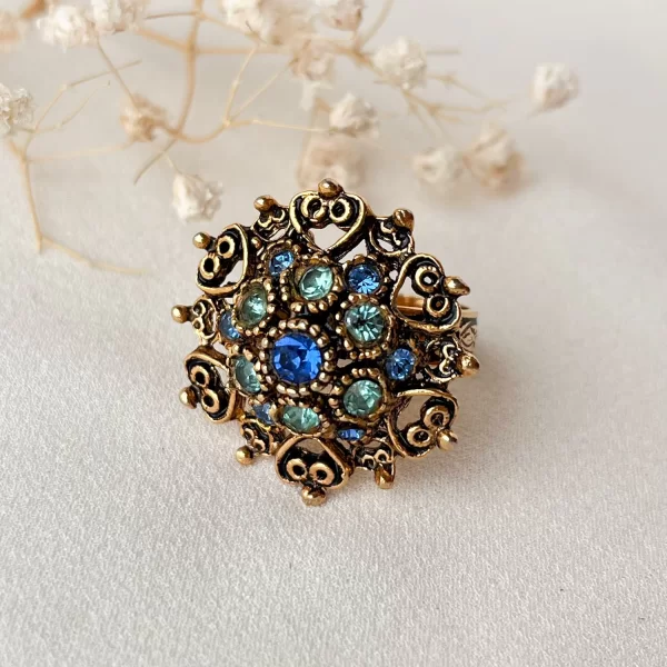 Винтажное кольцо «Светлый циан» от Florenza Купить