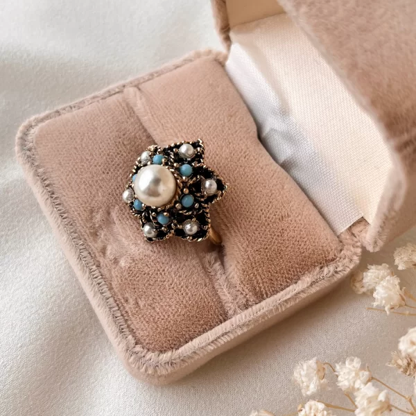 Винтажное кольцо «Бирюза и жемчуг» от Sarah Coventry Купить антиквариат