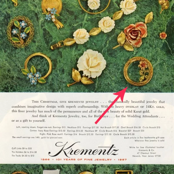Винтажная брошь «Золотая Роза» от Krementz Купить антиквариат