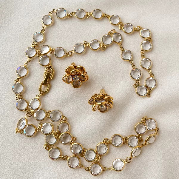 Винтажное колье и серьги с кристаллами Swarovski Купить антиквариат