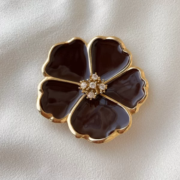 Винтажная брошь «Шоколадный цветок» от Erwin Pearl Старинные украшения