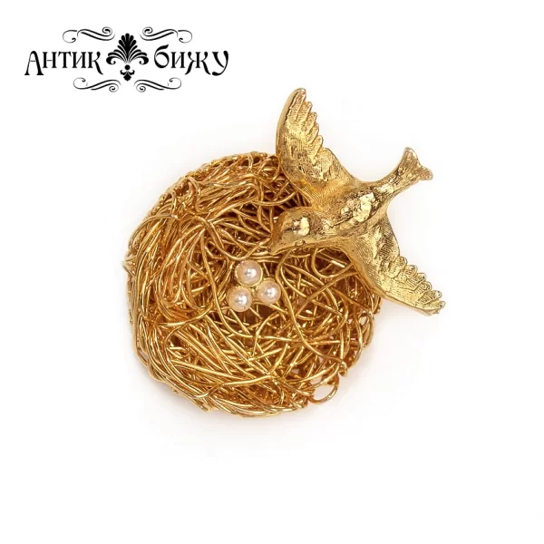 Винтажная брошь «Золотое гнездышко» от Jeanne