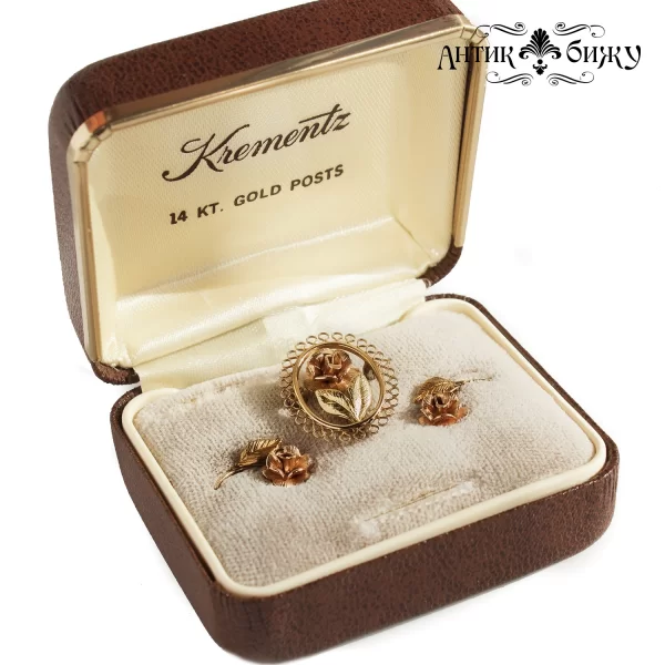 Винтажная бижутерия, комплект из коллекции «Miniature Rose Collection» от Krementz